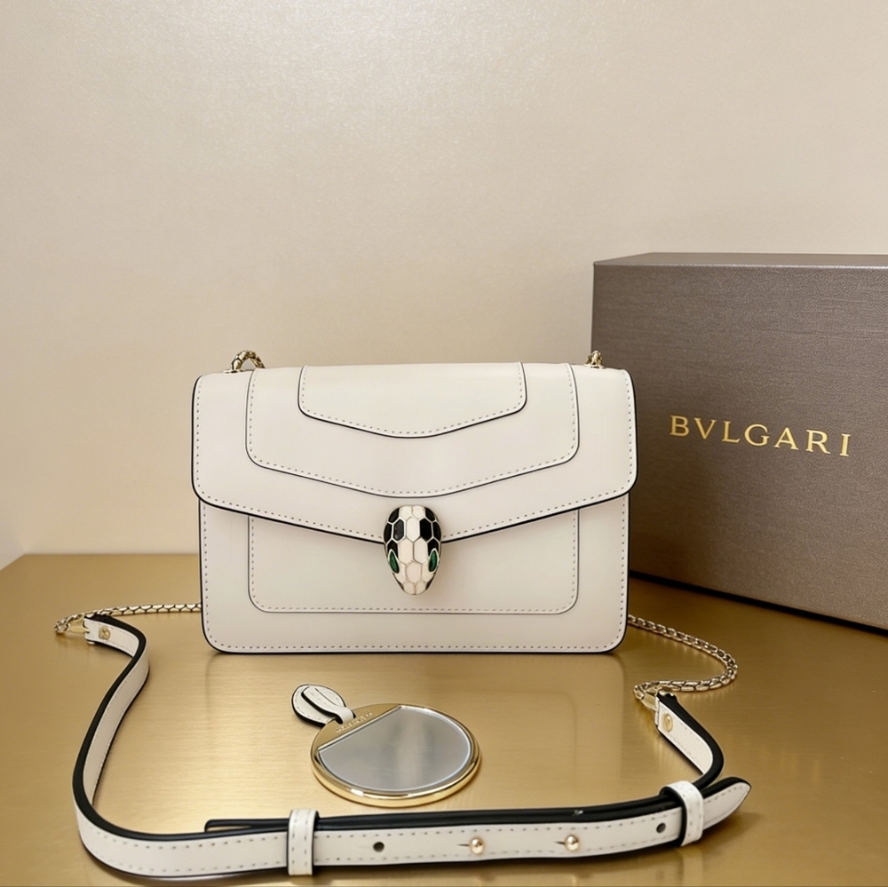 BVLGARI Serpenti Forever Medium Bag White